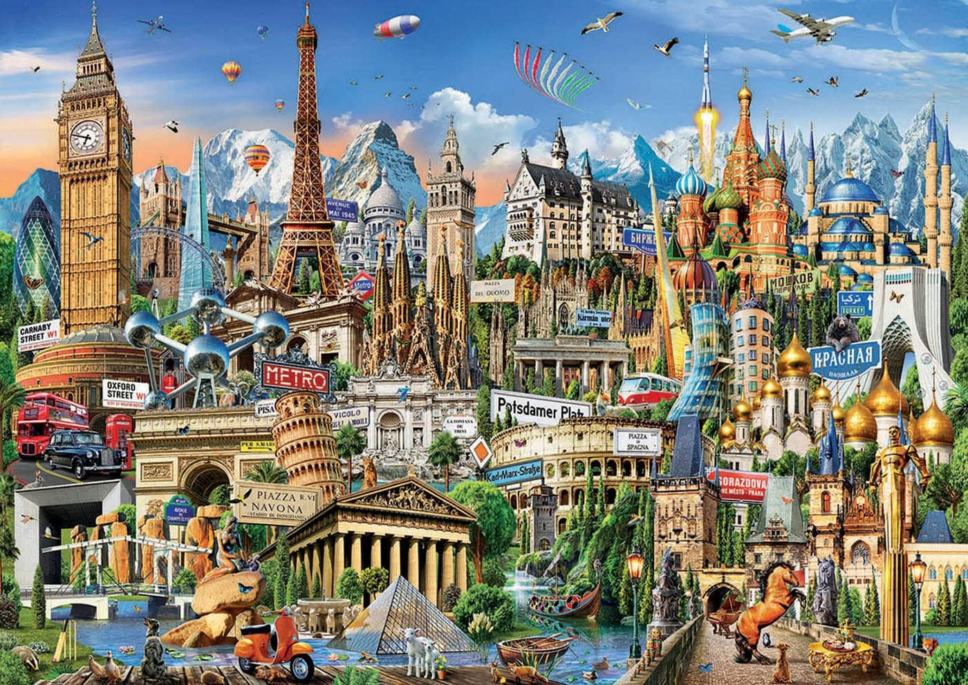 Educa - Pussel 2000 bitar för vuxna | Landmärken i Europa, pussel 2000 bitar för vuxna och barn från 14 år, turistattraktioner (17697) Puzzle Naty Shop