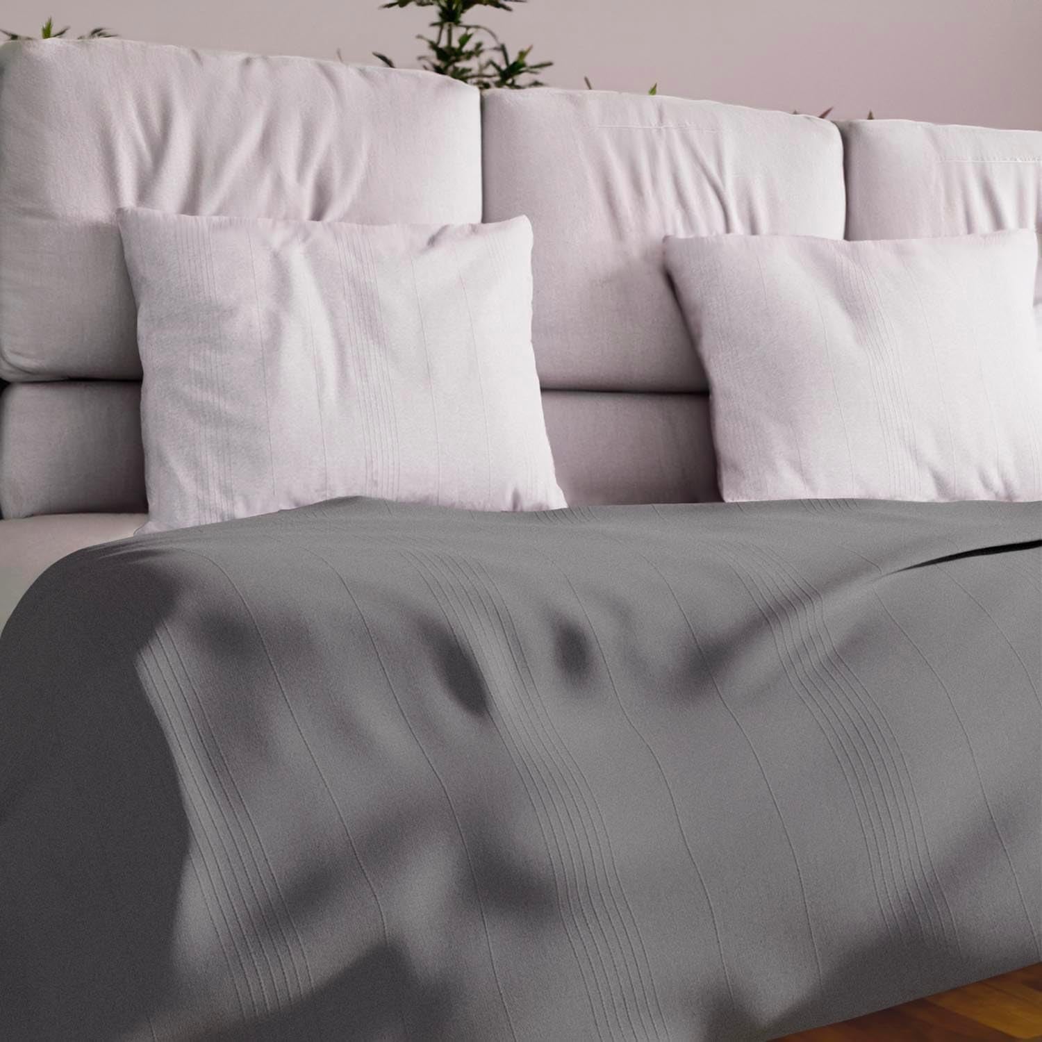 Soleil D'Ocre Adele, Sicksacköverdrag, Slängt från soffan, Polycoton, Blå, 220 X 240 Cm Naty Shop Täcken och täcken Grå 180 X 220 Cm