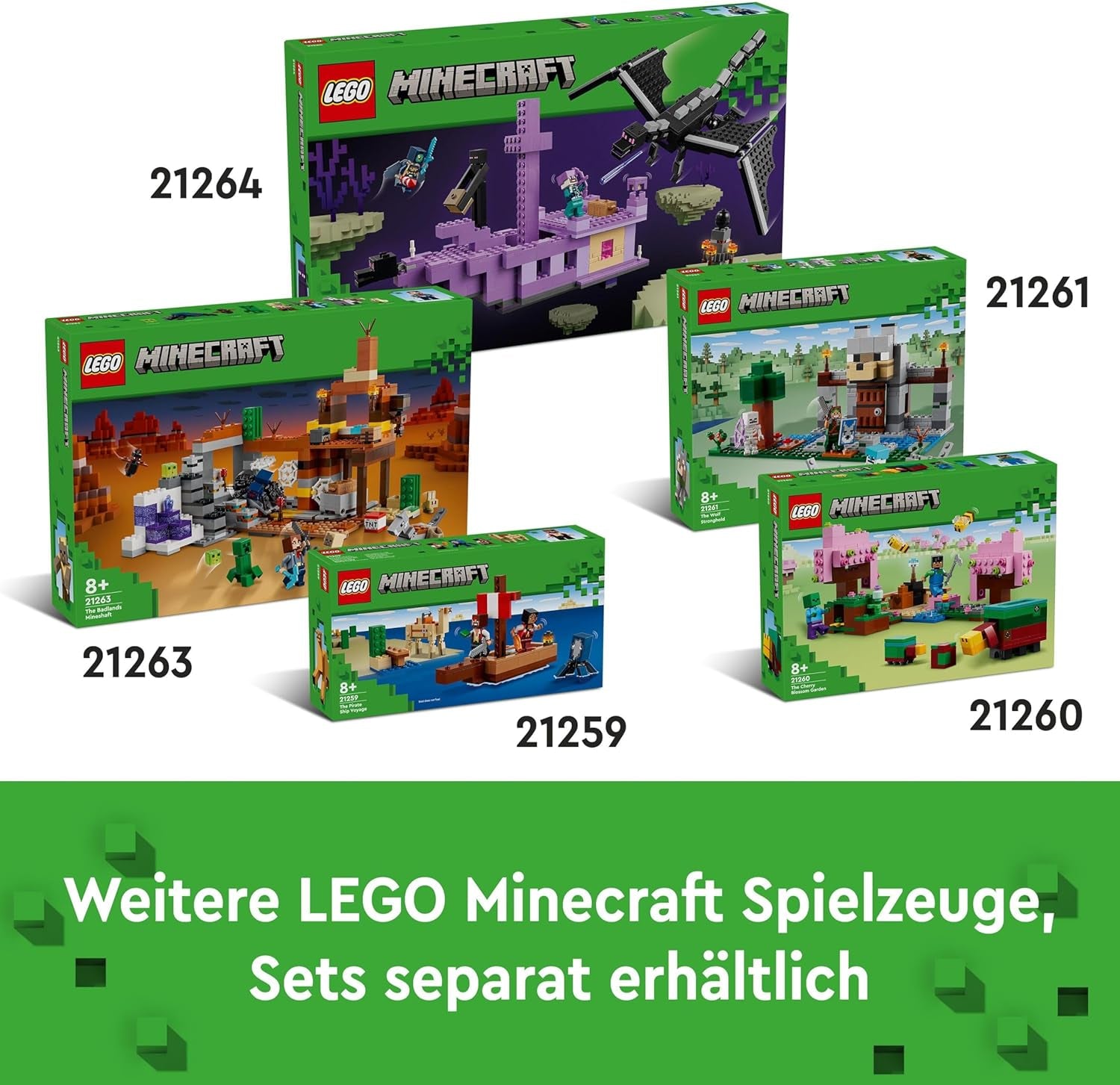 LEGO Minecraft Cherry Blossom Orchard Toy Garden att utforska med solig, sniffer, zombie och bin Gamerpresent för pojkar och flickor 8 år gamla 21260 Byggset Beuche den LEGO-Store