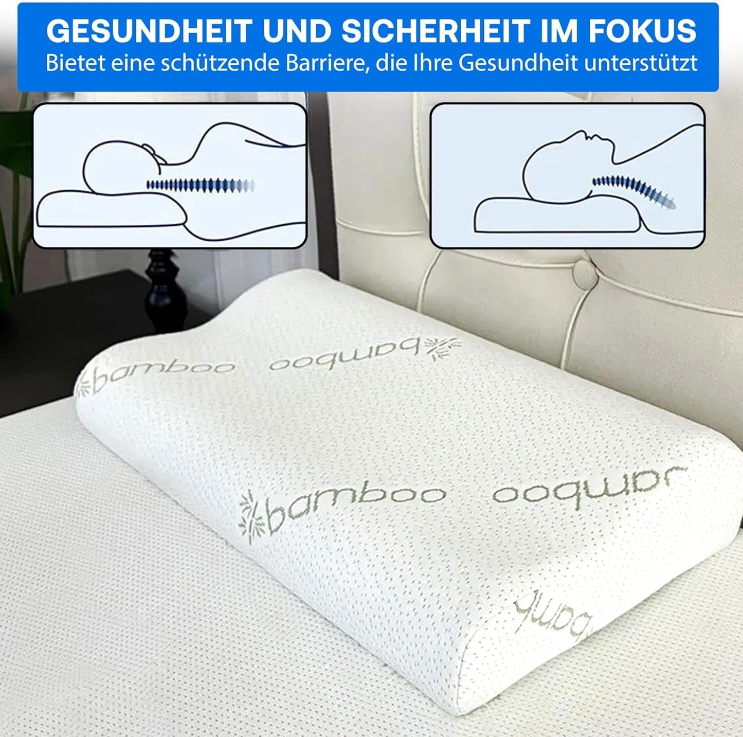 Ortopedisk Memory Foam Nackstödskudde - Ergonomisk kudde, Antisnarkningskudde för sido-, mage- och ryggslipare, kudde, 60 cm x 40 cm x 12 cm cervikala ortopediska kuddar Naty Shop