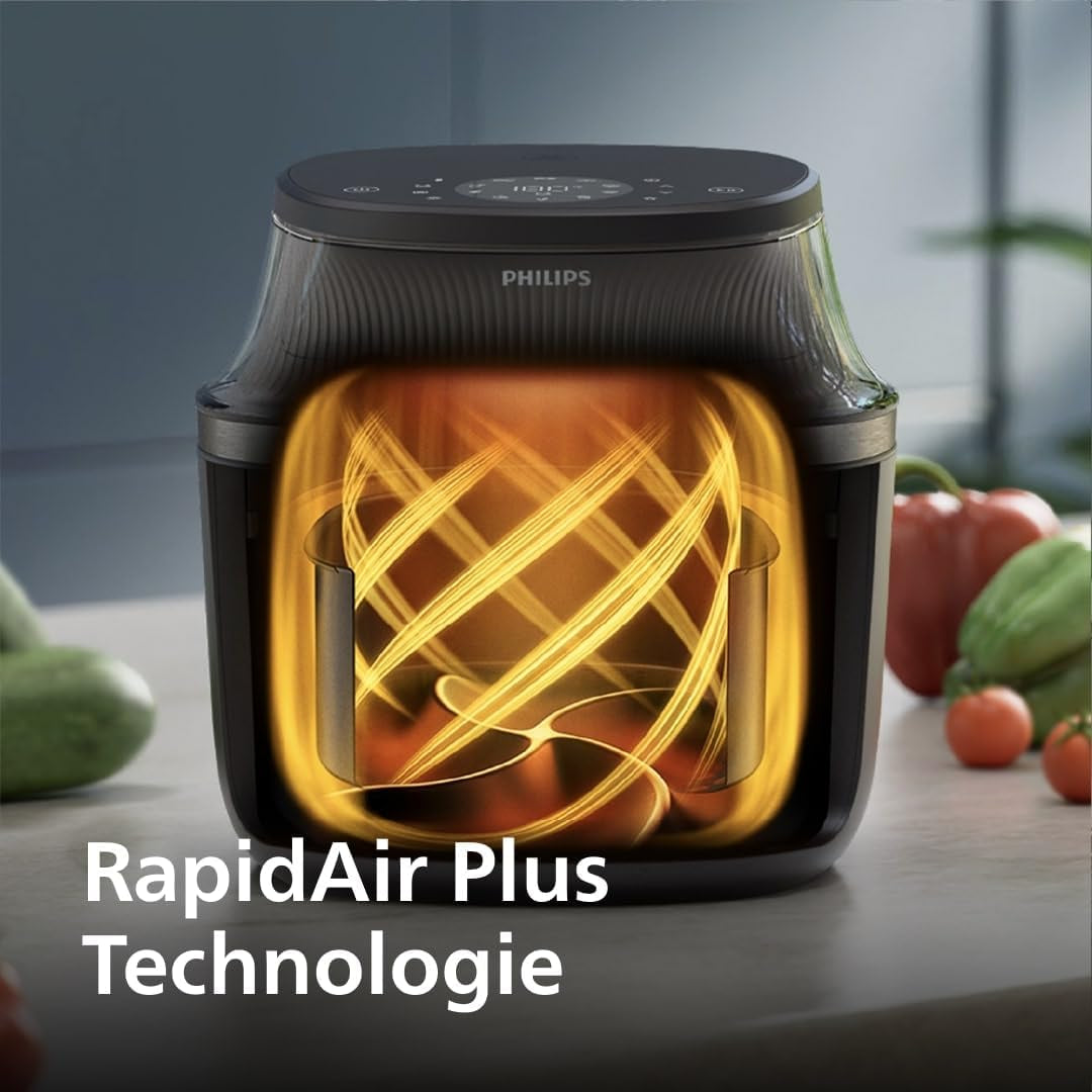 Philips Airfryer 3000 Series 6,2L, Matlagningsfönster, 16 matlagningsfunktioner i 1, Rapidair plus-teknik, Fettborttagning, Receptapplikation Homeid Appliances Naty Shop