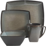 Tequesta Reactive Glaserad Stengods fyrkantig 4-personers servisset (16 delar) Taupe