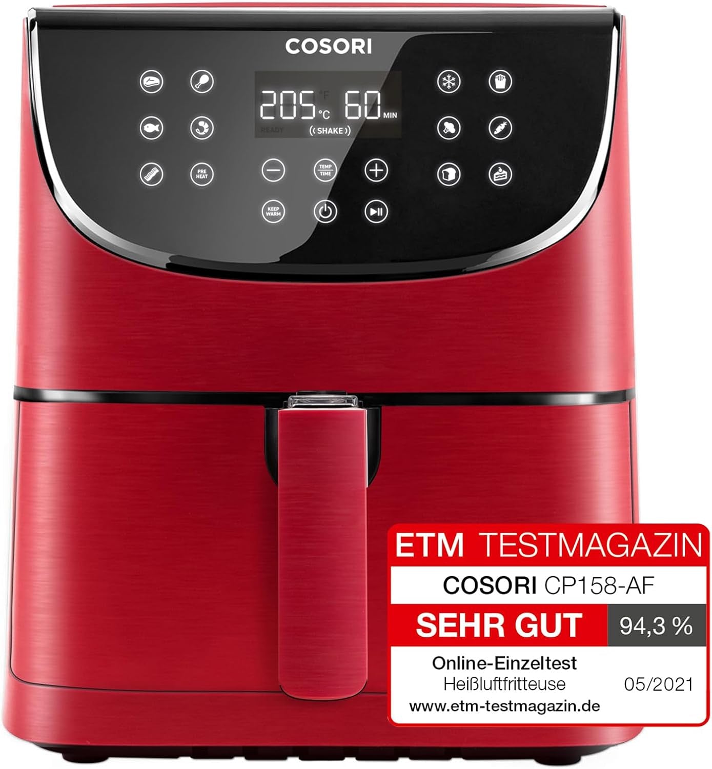 COSORI Hot Air Fryer Airfryer, 12-I-1 Air Fryer XXL 6,2L, Hot Air Fryer med utsiktsfönster och omrörningspåminnelse, 80 recept Hushållsapparater Naty Shop Red 5,5L Premium