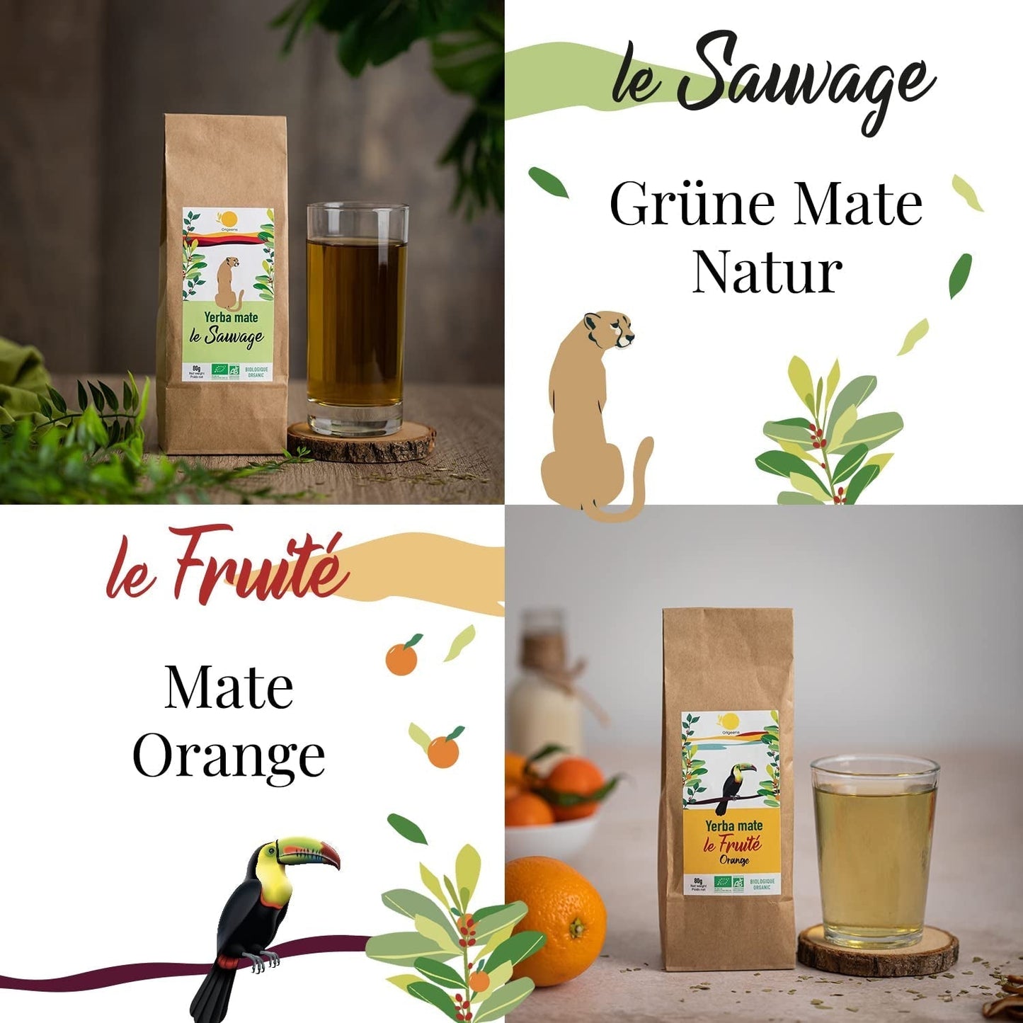ORIGEENS BIO MATE TE-presentset X4 I Yerba Mate Bio 4X80G I Yerba Mate te-set, presentidé