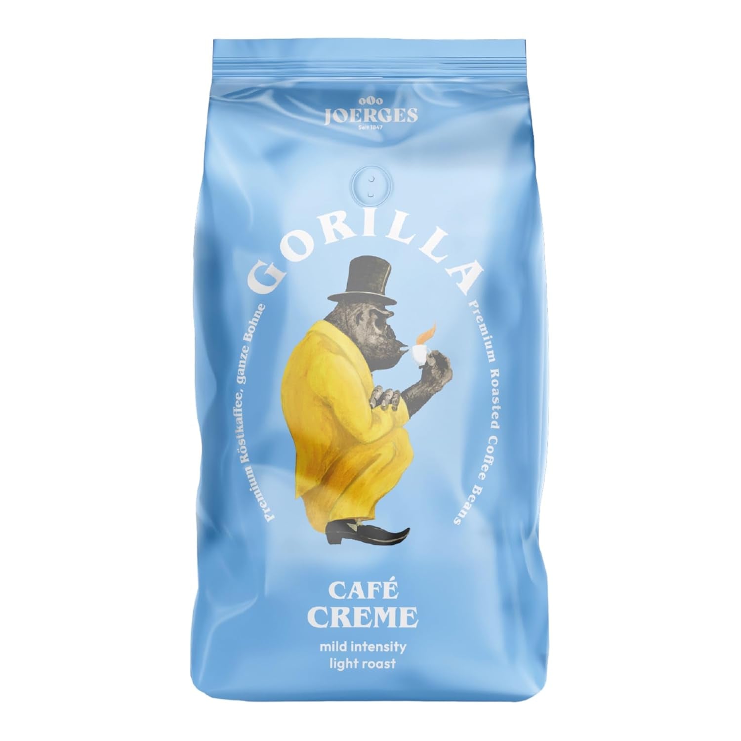 Gorilla Café Creme 6x 1000g | 100 % traditionell Arabica-Bohnen | Ideal Volllautomaten Crema harmonisches Aroma | geriger Koffeingehalt helle Röstung | Vorratspackung