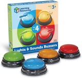 Lärresurser Ljus & ljud Summer Pedagogiska spel från 3 år Barn Frågeleksak med 4 olika ljud för lekkvällar och klassrum Babyleksaker Naty Shop Inga batterier ingår Set med 4