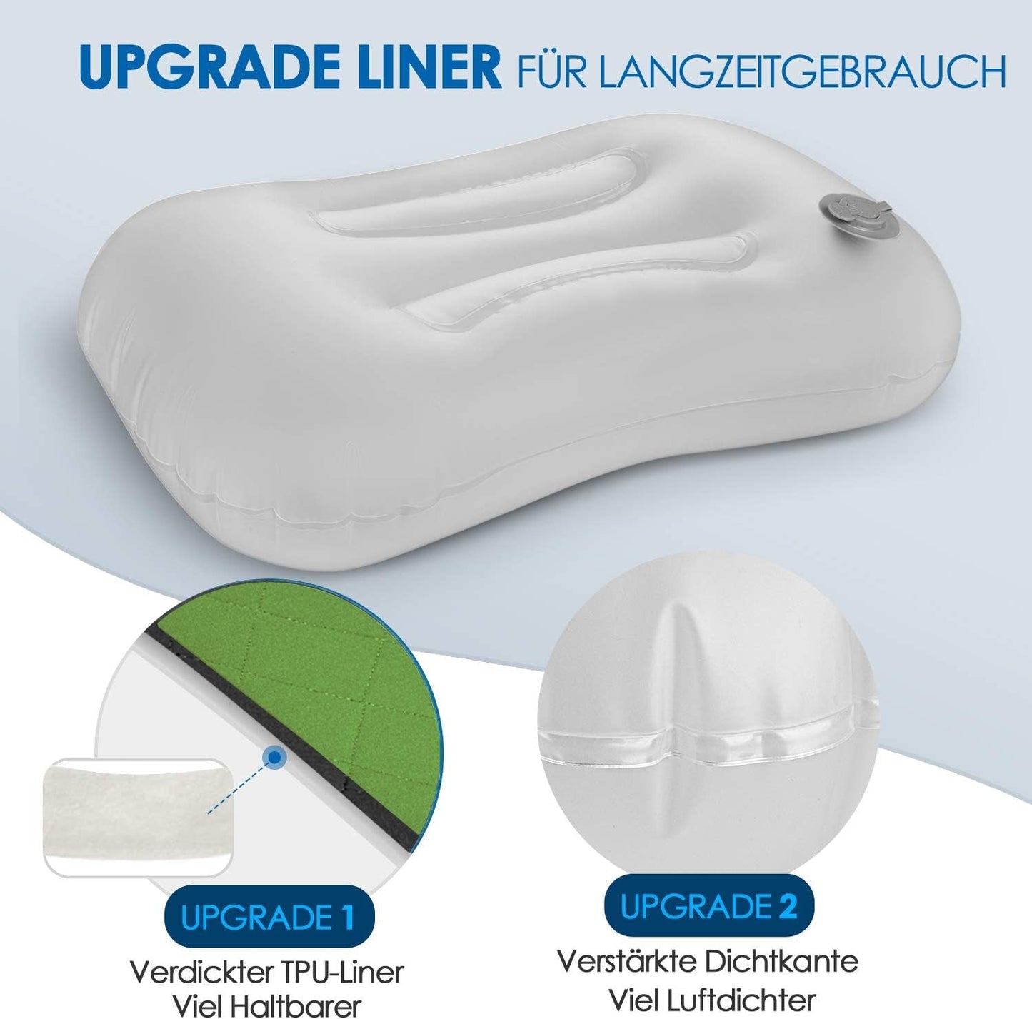 HIKENTURE Pernă gonflabilă de camping / călătorie cu față de pernă detașabilă, pernă ergonomică, pernă confortabilă pentru gât pentru călătorie / exteriör, pernă gonflabilăde ... găttor călătorie Perne ortopedice cervicale Naty Shop