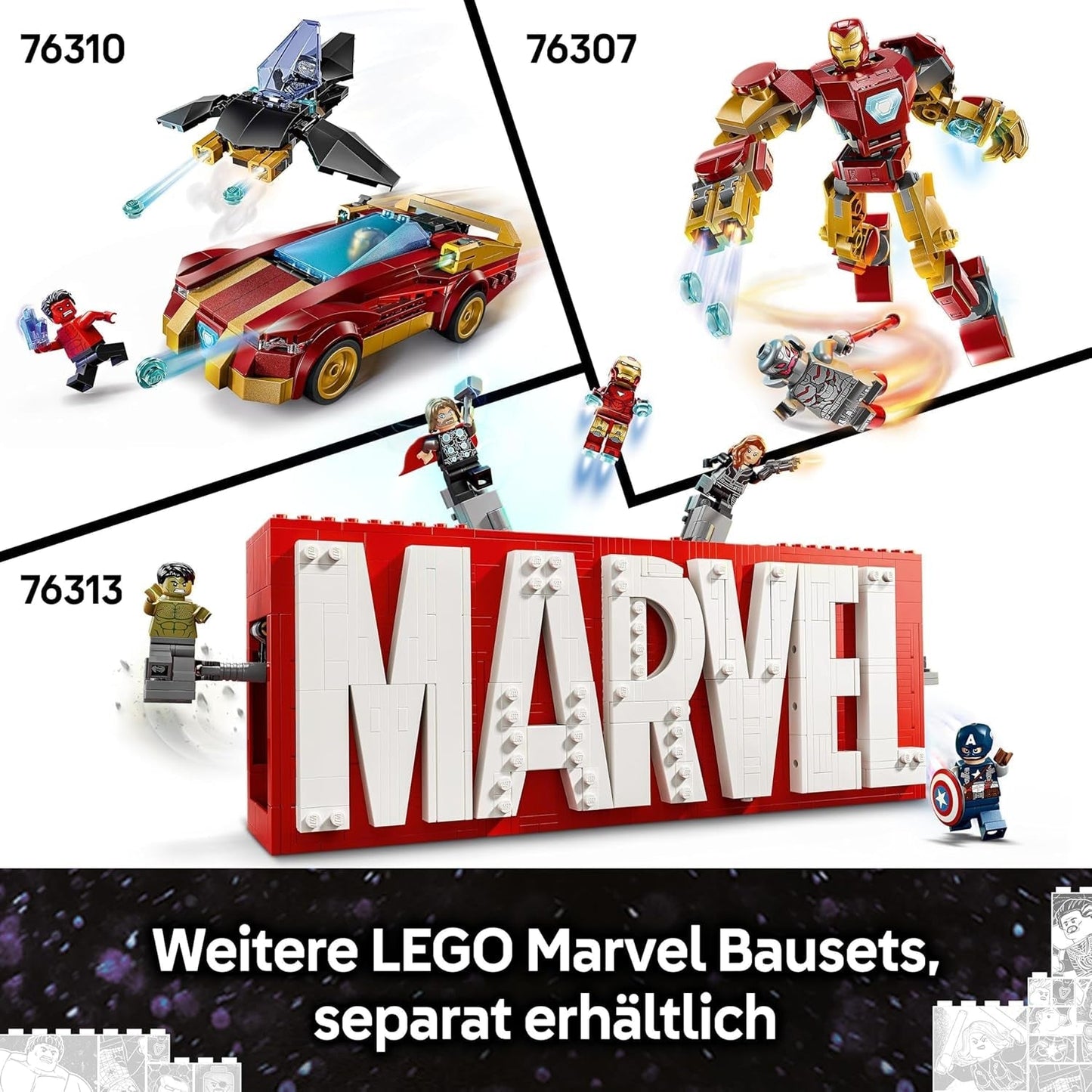 LEGO Marvel Captain America: Civil War Action Duell - Superhjältelekset med 8 minifigurer - Bygg- och lekset för leksaksflygplan - Present till pojkar och flickor 76314 Byggset Besuche den LEGO-Store