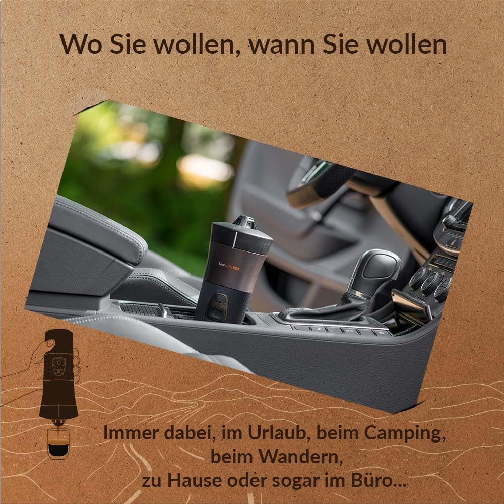 Handpresso - Handkaffe Auto 21000 | 12V bil espressomaskin - 12 volt espressomaskin för bilar | Senseo Pad Espressobryggare för bilar - 12V Travel Espressobryggare | 12 volt espressor för husbilar