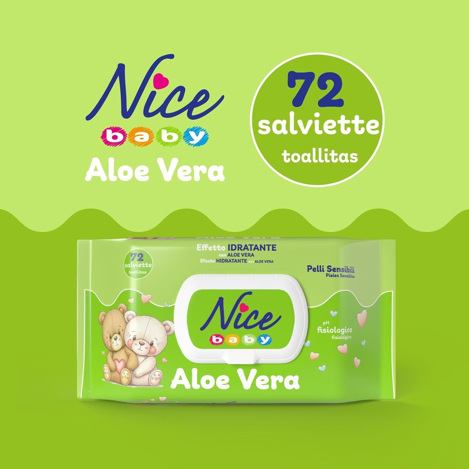 Rengöringsservetter för barn och bebisar - med aloe vera och arganolja - dermatologiskt testad - fysiologiskt pH-värde - maxiformat: paket med 72 våtservetter - Snyggt