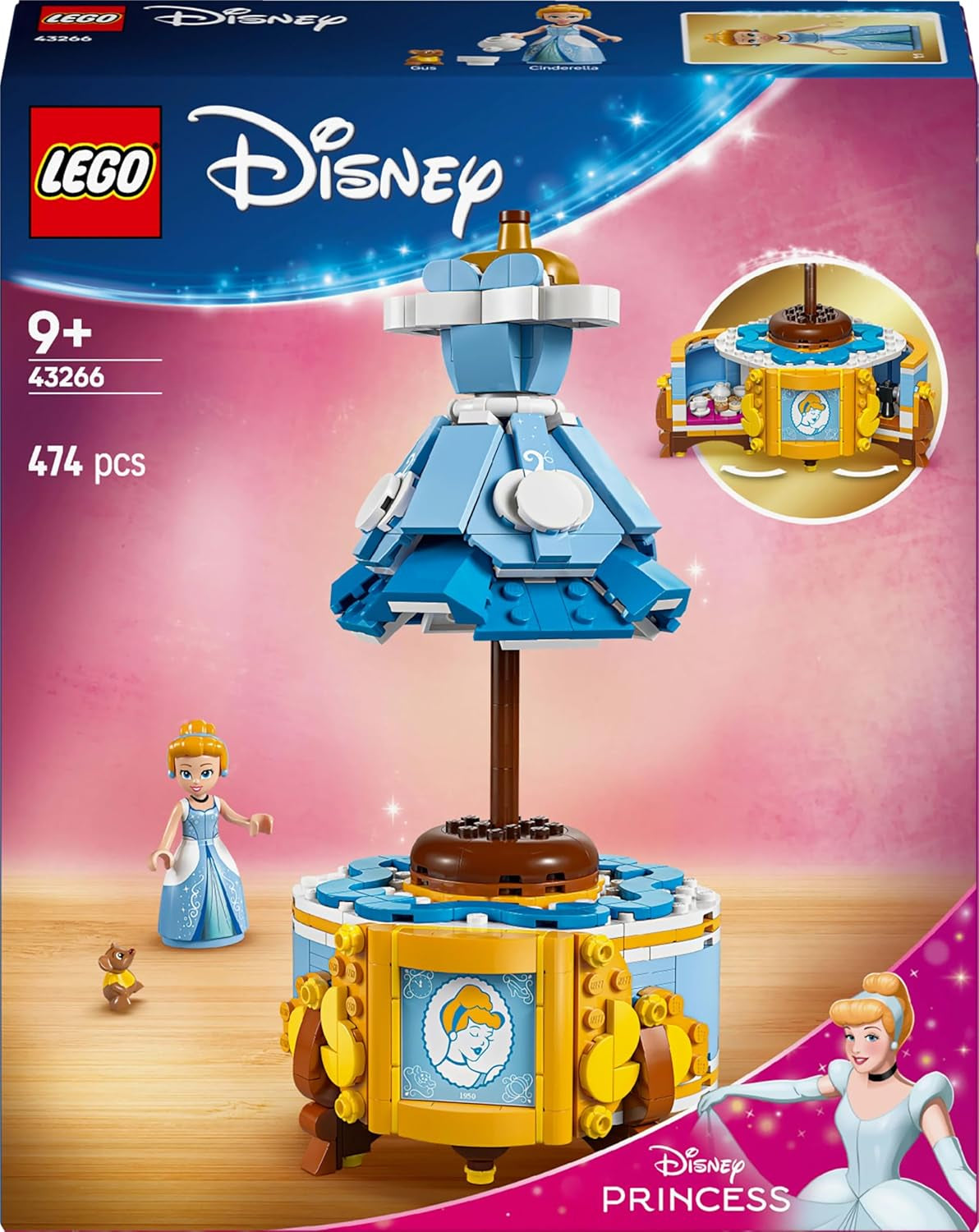 LEGO Ç€ Disney Princess Askungen klänning, leksak för pojkar och flickor från 9 år - innehåller en klädhängare, en Cinderella minidocka och en musfigur - Creative Playset 43266 Byggset Beuche den LEGO-Store