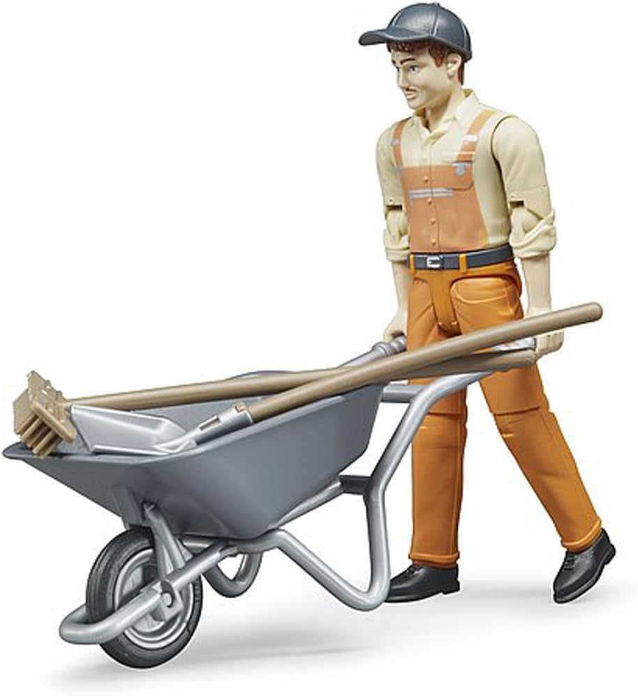 Bruder 62130 - Bworld figuruppsättning kommunalarbetare - leksaksfigur i skala 1:16, byggfordon, byggnadsarbetare, gård, man Actionfigurer Naty Shop