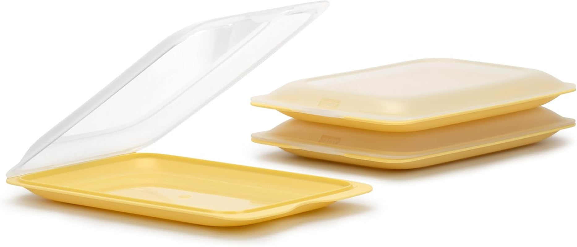 TATAY Fresh Slicer Box Set med 4, BPA-fri, återanvändbar, stapelbar, diskmaskin & MWO, slumpmässiga färger. Mått 17 cm x 3,2 cm x 25,2 cm Matförvaringslådor Naty Shop Set 3 - Gul