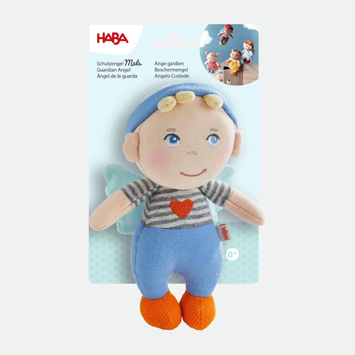 HABA Guardian Angel Mats - Plysch textildocka (15 cm), idealisk välkomstpresent för spädbarn och småbarn - tvättbar i 30°C - 2011869001 Dolls Naty Shop