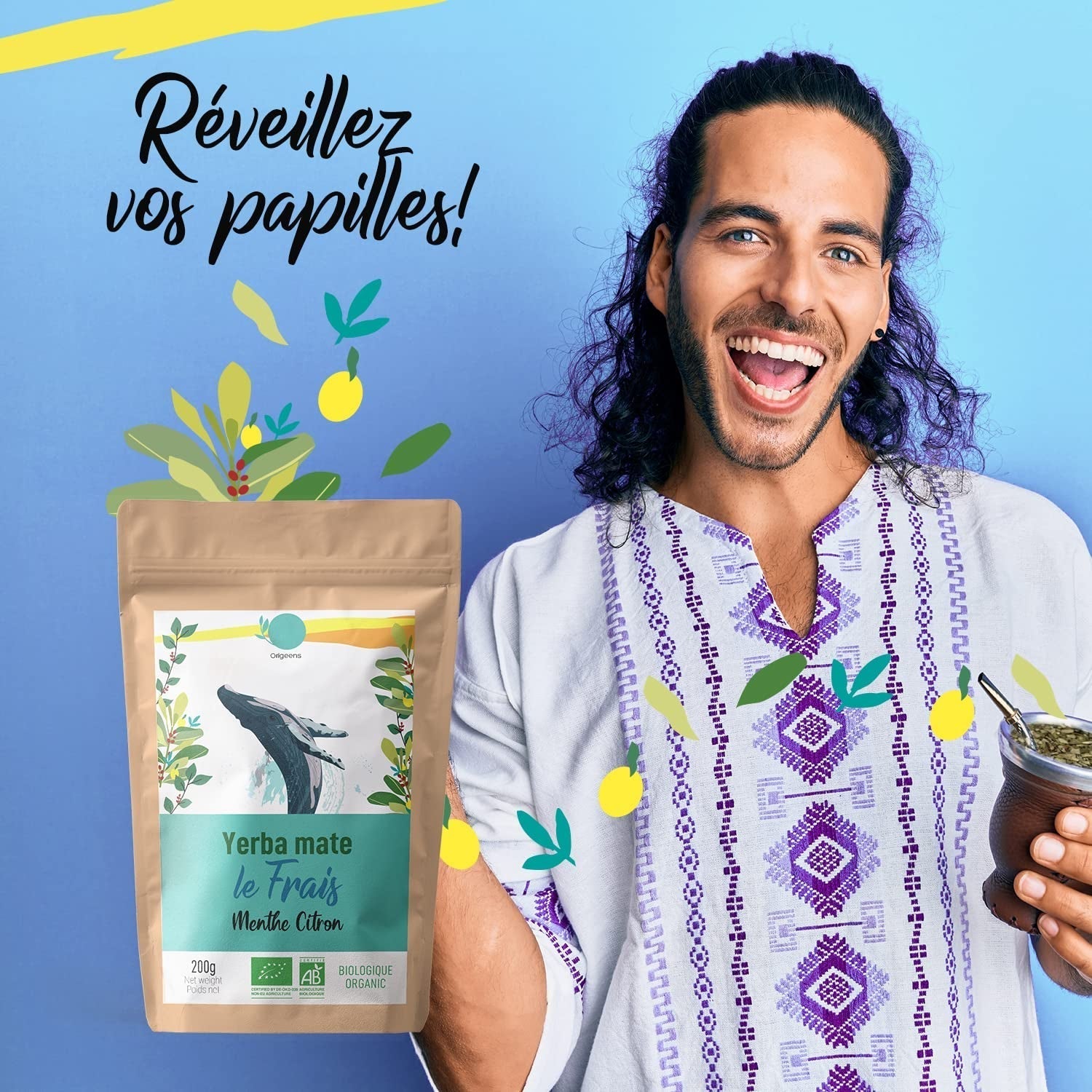 ORIGEENS BIO YERBA MATE MED MYNTA OCH CITRON 200 G - Friskhet I Orostad Bio Yerba Mate, blad, utan stjälkar och damm
