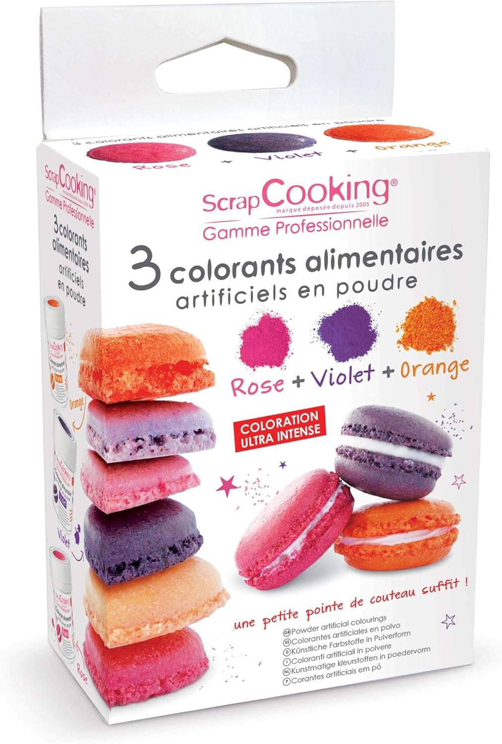 3 matfärger - orange, lila, rosa