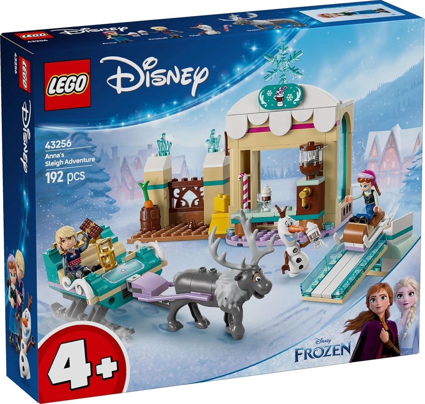 LEGO Ç€ Disney Frozen Annas slädeäventyr, Byggleksak och Fantasilekset, Chokladställ med Anna, Kristoff, Olaf och Sven Minidockor, Prinsessleksak för tjejer från 4 år 43256 Byggset Besuche den LEGO-Store
