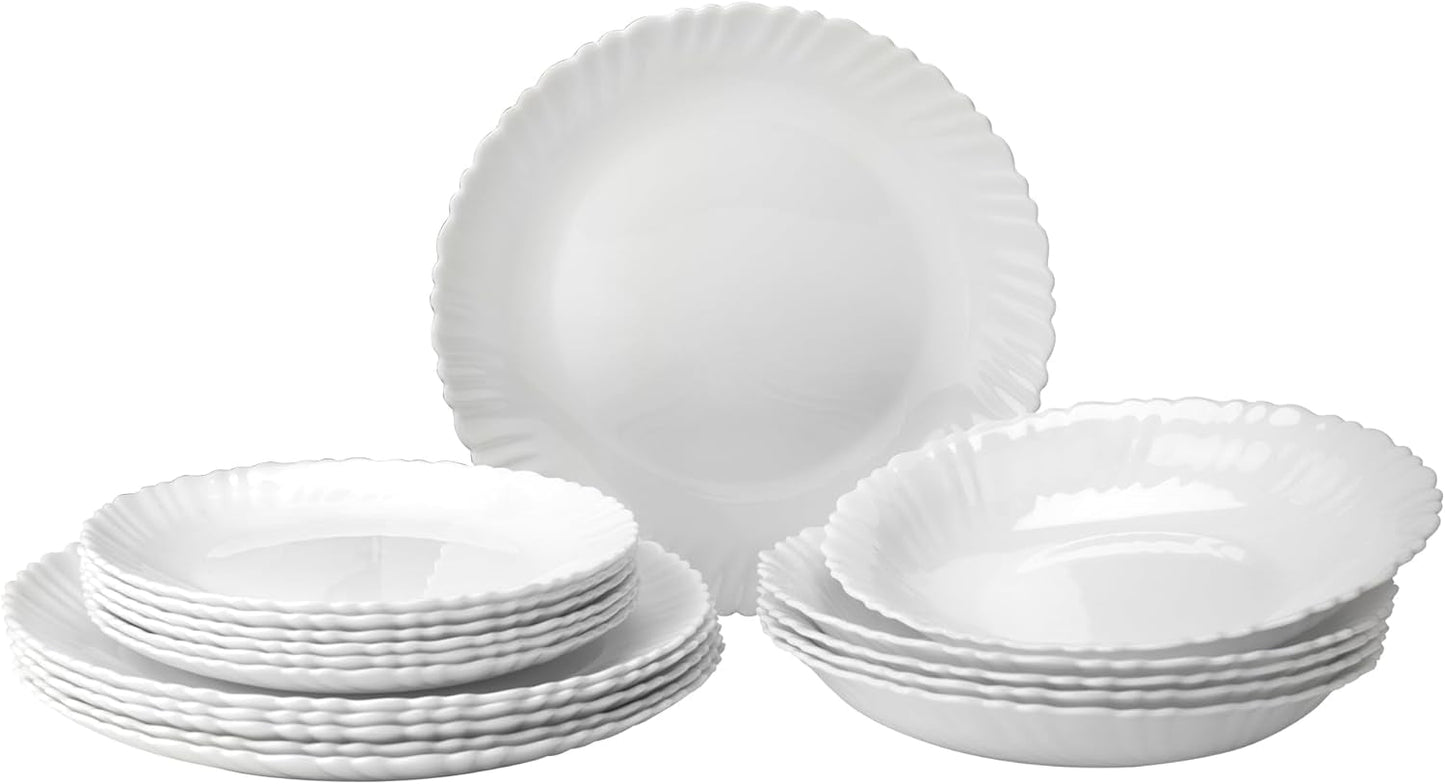 Servis set för 6 - 18 stycken - Opalglas servisset - vitt servisset - skål och tallrik set - modernt servis - tallrikar - bordsservering - servisset för 6