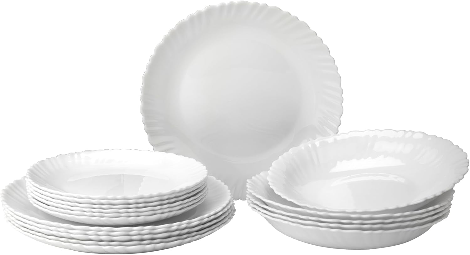 Servis set för 6 - 18 stycken - Opalglas servisset - vitt servisset - skål och tallrik set - modernt servis - tallrikar - bordsservering - servisset för 6