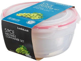 LocknLock PP Klassisk matförvaringsburksats 5st | 180ml, 350ml, 600ml, 870ml, 3,6L | 100 % luft- och vattentät | utan BPA | frys- och kylarrangör | diskmaskin och mikrovågssäker Matförvaringslådor Naty Shop Round 5 st. (flerfärgad)