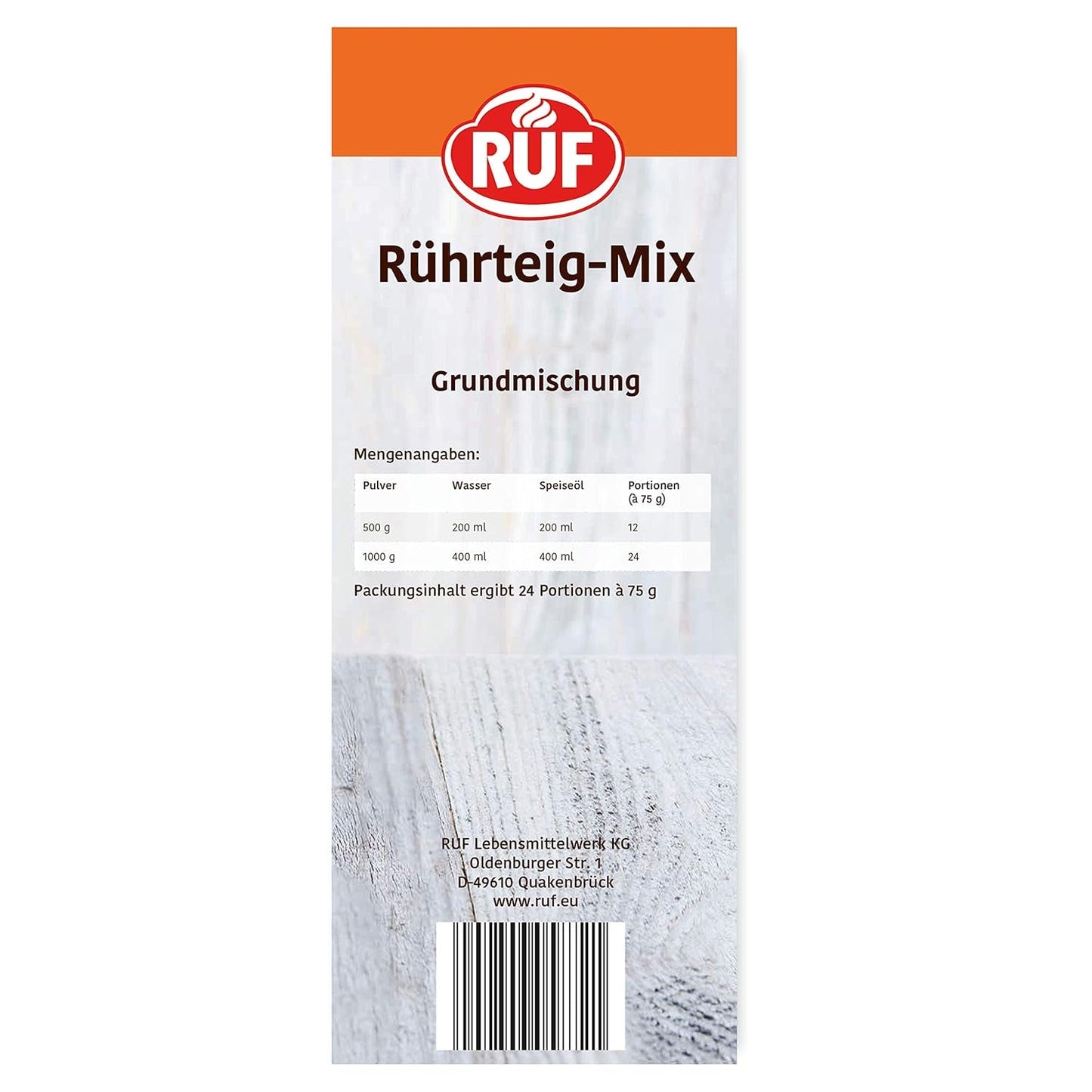 RUF Rührkuchen Backmischung, Nur Wasser & Öl Zugeben, Rezeptur Für Blechkuchen, Kastenkuchen, Muffins, Gugelhupf Und Tortenböden, 1X1000G Blandning för bakning och matlagning Naty Shop
