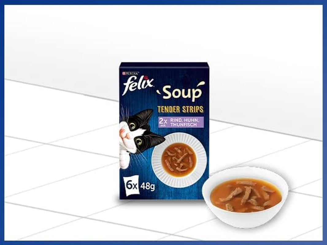 Felix soppremsor, kattsoppa, blandad variant, förpackning om 8 (8 x 6 påsar med 48 g vardera)