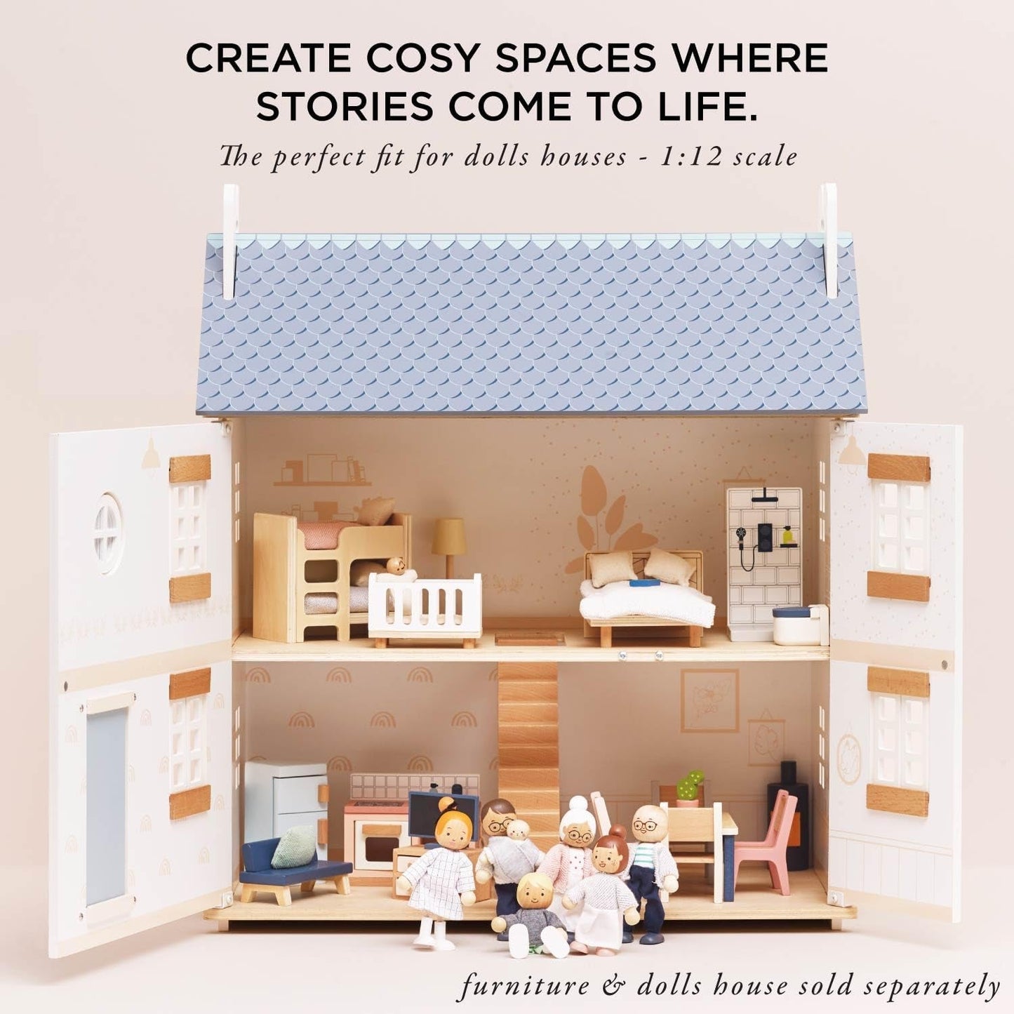 – My Doll Family Wooden Dollhouse Playset | Daisylane Dollhouse Tillbehörsset för flickor - Lämplig för åldrarna 3+ P053