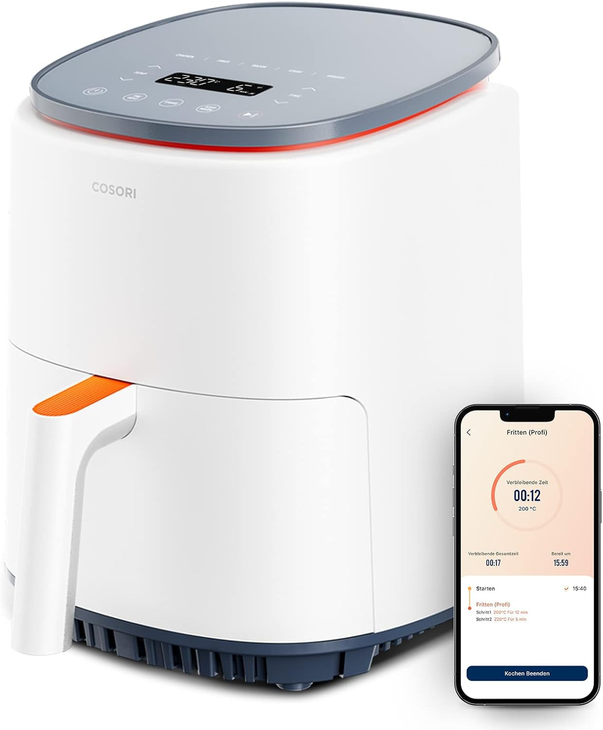 COSORI Hot Air Fryer Airfryer, 12-I-1 Air Fryer XXL 6,2L, Hot Air Fryer med utsiktsfönster och omrörningspåminnelse, 80 recept Hushållsapparater Naty Shop Pearl White 3,8L Compact