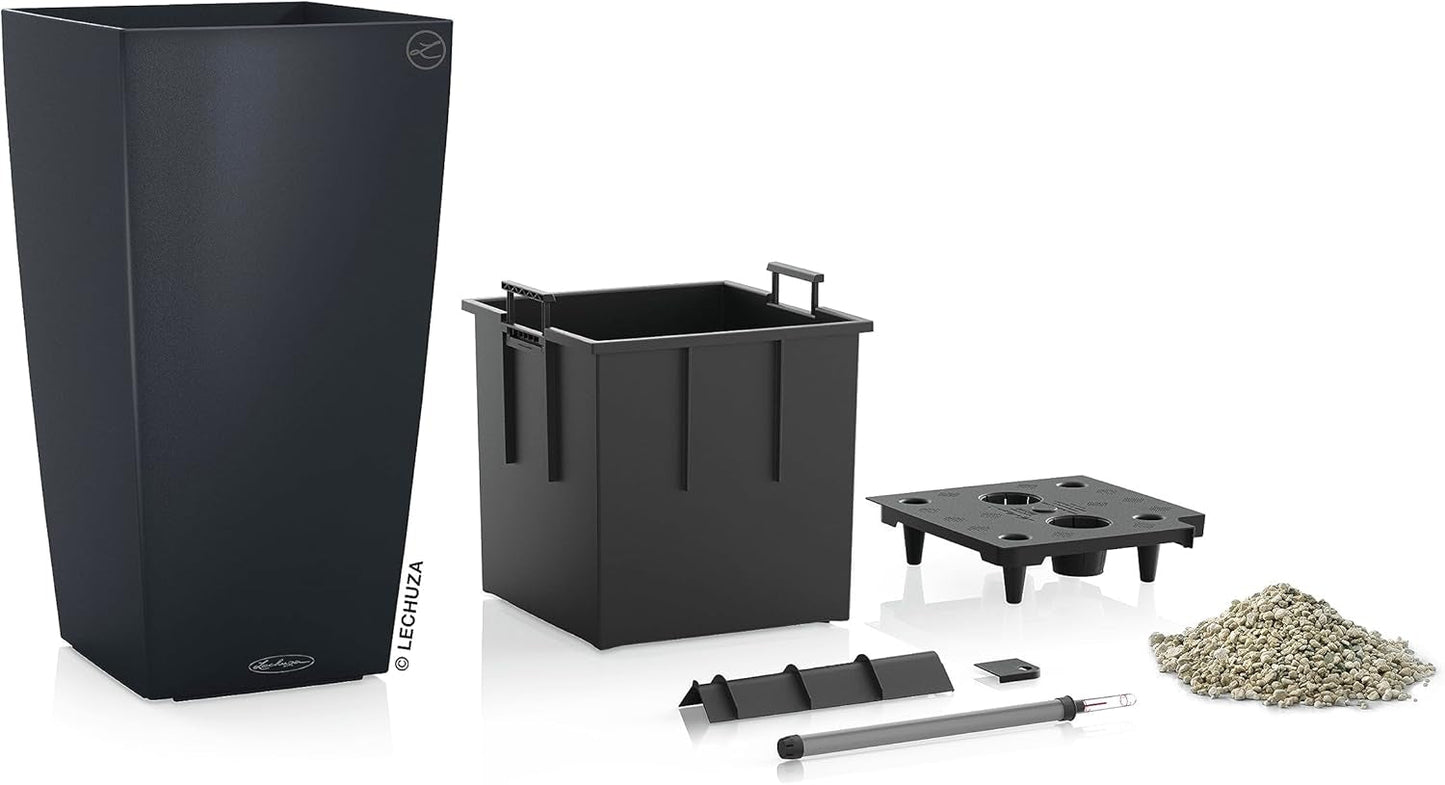 LECHUZA CUBICO Färg 30 skiffergrå 13138, 29,5x29,5x56,5 cm