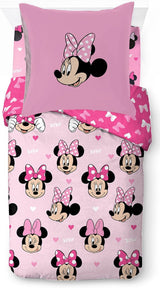 Sängkläder för barn, Disneyfigurer, 100% bomull Sängkläder - barn Naty Shop Pink - Minnie Mouse 135X200/80X80 (3 delar)