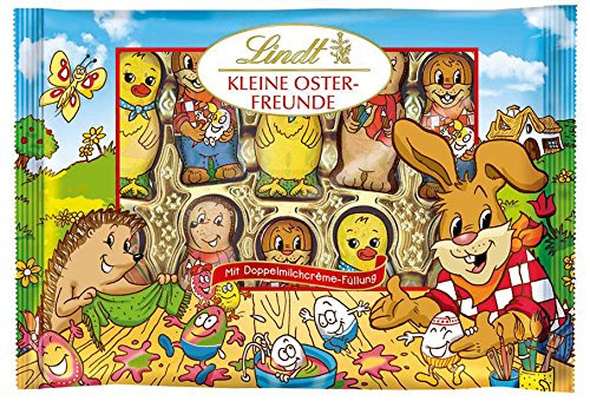 Små påskvänner med choklad | 2 x 100 g och chokladdekoration miniägg med alpmjölk | 2 x 180 g påsar | Premium mjölkchokladägg, glatt och färgglatt förpackade, i fyra färger till påsk