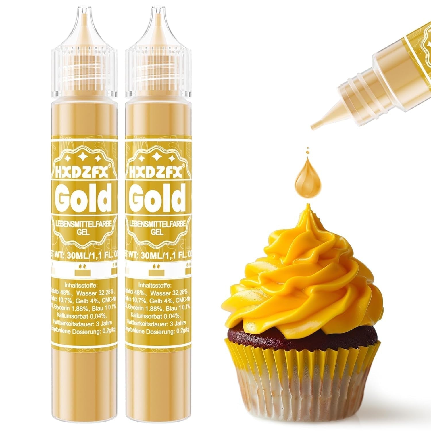 Gel matfärg - HXDZFX 2×30ml, sockerfri matfärg, högkoncentrerad, för dekoration av kakor, vit fondant, makroner, kakor, bakning, påskägg, slem (druvor lila)