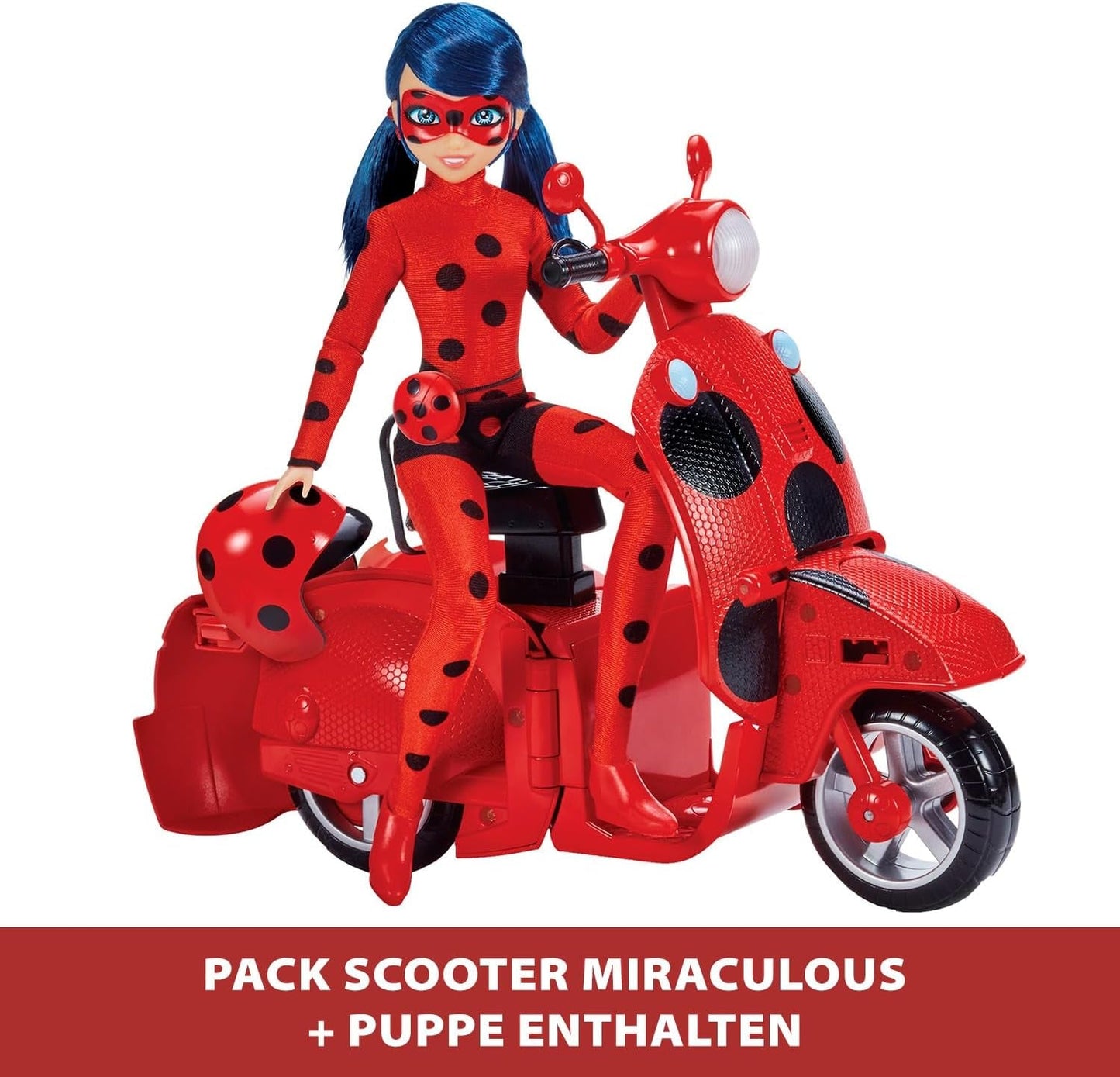 Bandai - Miraculous Ladybug - Miraculous Switch'n Go Scooter + 26 cm Ladybug Lucky Charm artikulerad docka - P50668