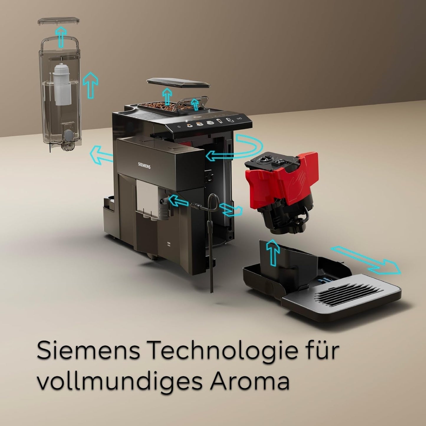 Siemens EQ500 klassisk automatisk espressomaskin, TFT färgskärm, 5 sorters kaffe och mjölk, dubbelkoppsfunktion, enkel rengöring, avtagbar bryggenhet, med mjölkslang, svart, TP511E19