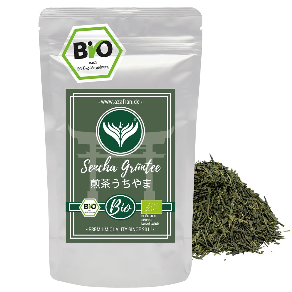 Azafran Green Tea - Ekologiskt Sencha Green Tea Loose Cut - Original Uchiyama från Japan 250 g