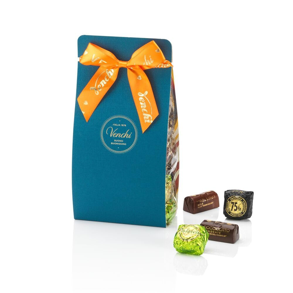 Venchi – Murrine Collection – Presentask med diverse Chocoviar-praliner och chokladtabletter, 403 g – Med PGI Piemonte skogshasselnötter – Presentidé – Glutenfri