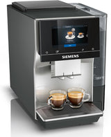 Automatisk espressomaskin Siemens EQ700 classic TP715D01, appkontroll, kallbryggning, intuitiv pekskärm, upp till 10 individuella kaffekreationer som favoriter, automatisk ångrengöring, 1500 W, silvergrå