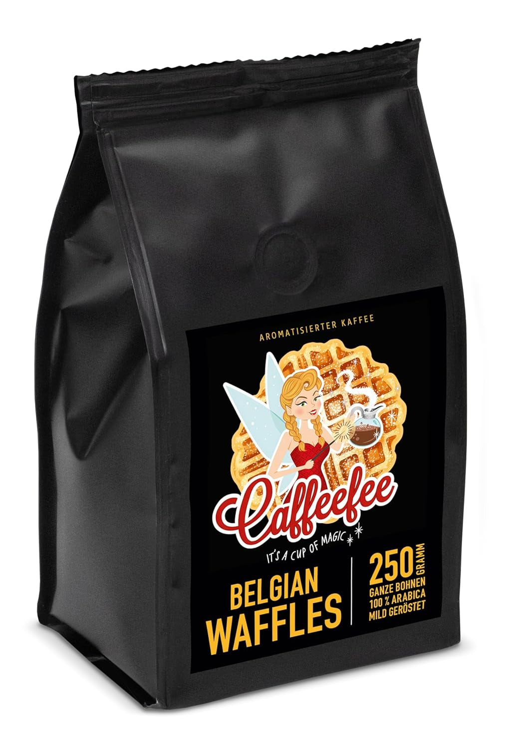 Caffeefee Belgiska våfflor Bohnen, 250 g, aromatisierter Röstkaffee