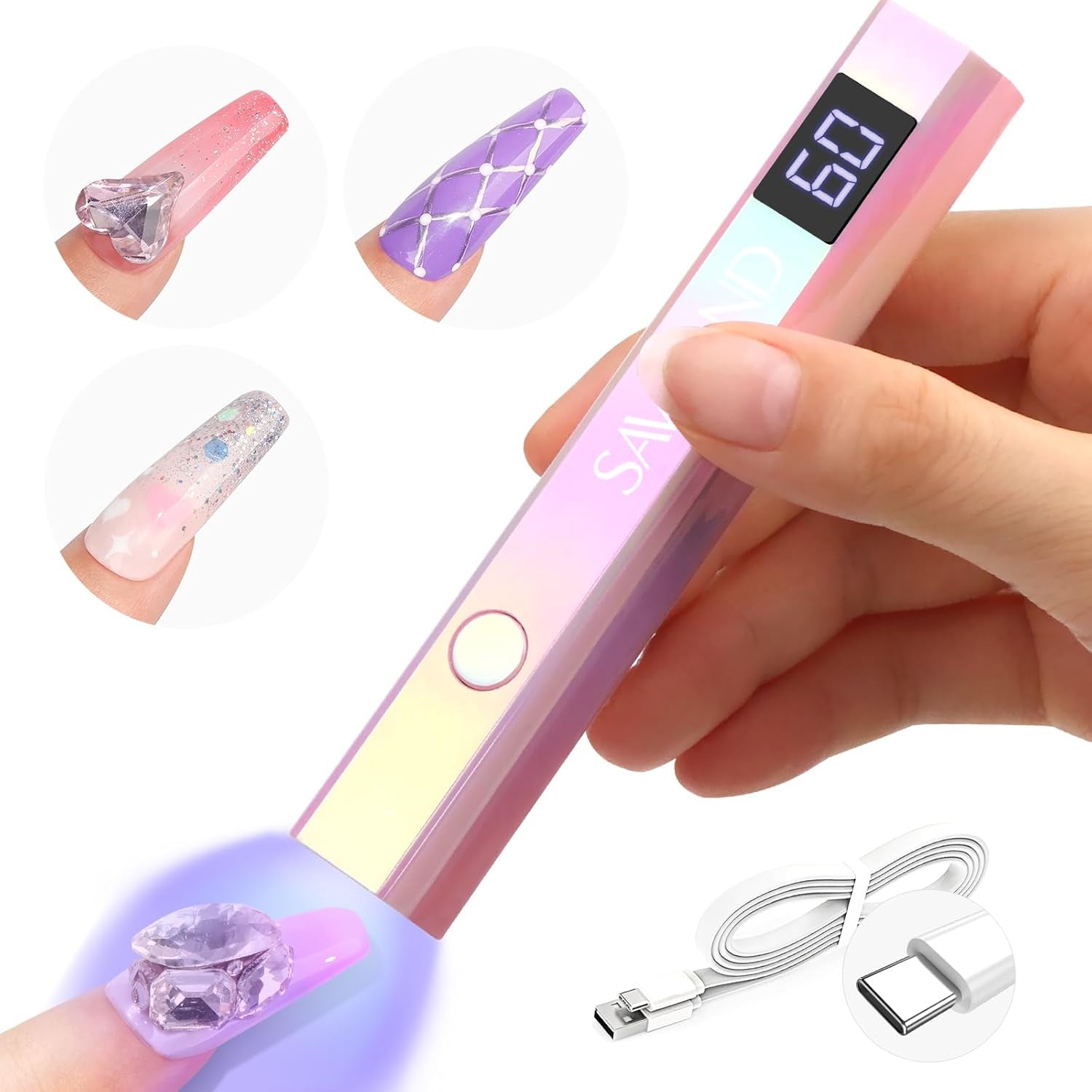Saviland U V Lampe Für Gelnägel: Mini U V Lampe Für NägelSchützen Sie Die Haut Wiederaufladbar Klein LED Nagellack Trocknergerät Für Nagellack Aufbaugel Nageltips Nagelkleber Geschenke Für Frauen