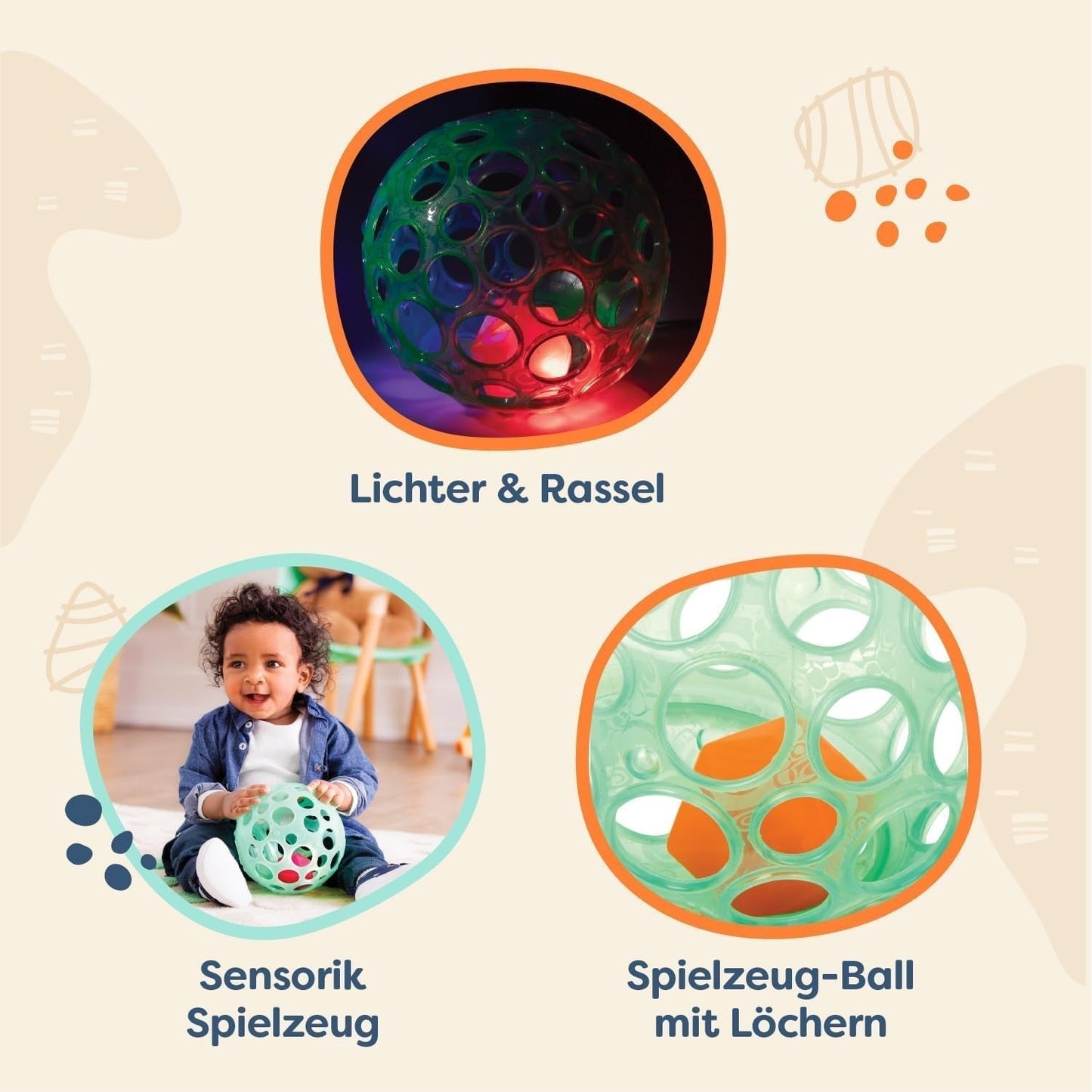 B. leksaker Babyleksak Babyleksak motorisk leksak med ljus - babyleksak för nyfödda, flickor och pojkar från 0 månader, PVC-fri Bebe Toys Naty Shop