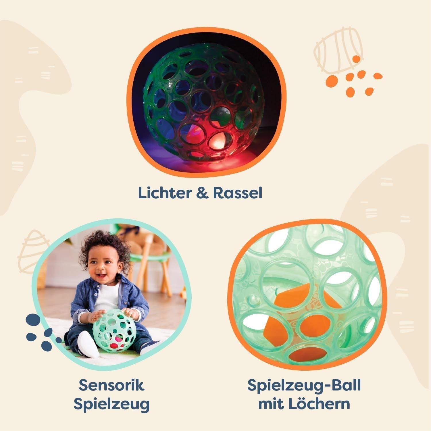 B. leksaker Babyleksak Babyleksak motorisk leksak med ljus - babyleksak för nyfödda, flickor och pojkar från 0 månader, PVC-fri Bebe Toys Naty Shop
