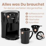 Clatronic® 1-kopps kaffebryggare | Perfekt espressomaskin för ensamstående | Espressomaskin med filter, inklusive keramisk kopp | Liten espressomaskin med filter, perfekt för resor | KA 3356