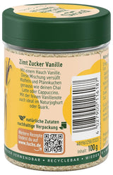 Fuchs Gewürze - Zimt Zucker Vanille - Gewürz zum Versüßen von Wafeln, Milchgetränken eller Joghurt - aus natürliche Ingrediens - 100 g i wiederverwendbarer, recyclebarer Dos