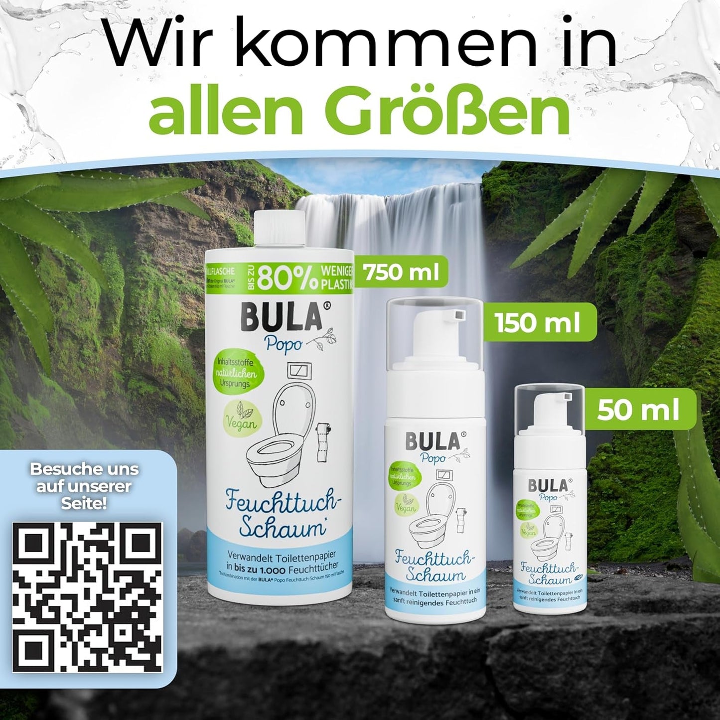 BULA® Popo Refill-flaska (750 ml) BARA FÖR ATT FYLLA PÅ våra 150 ml och 50 ml flaskor! | Ersätter upp till 1 000 våtservetter! | Med ingredienser av naturligt ursprung