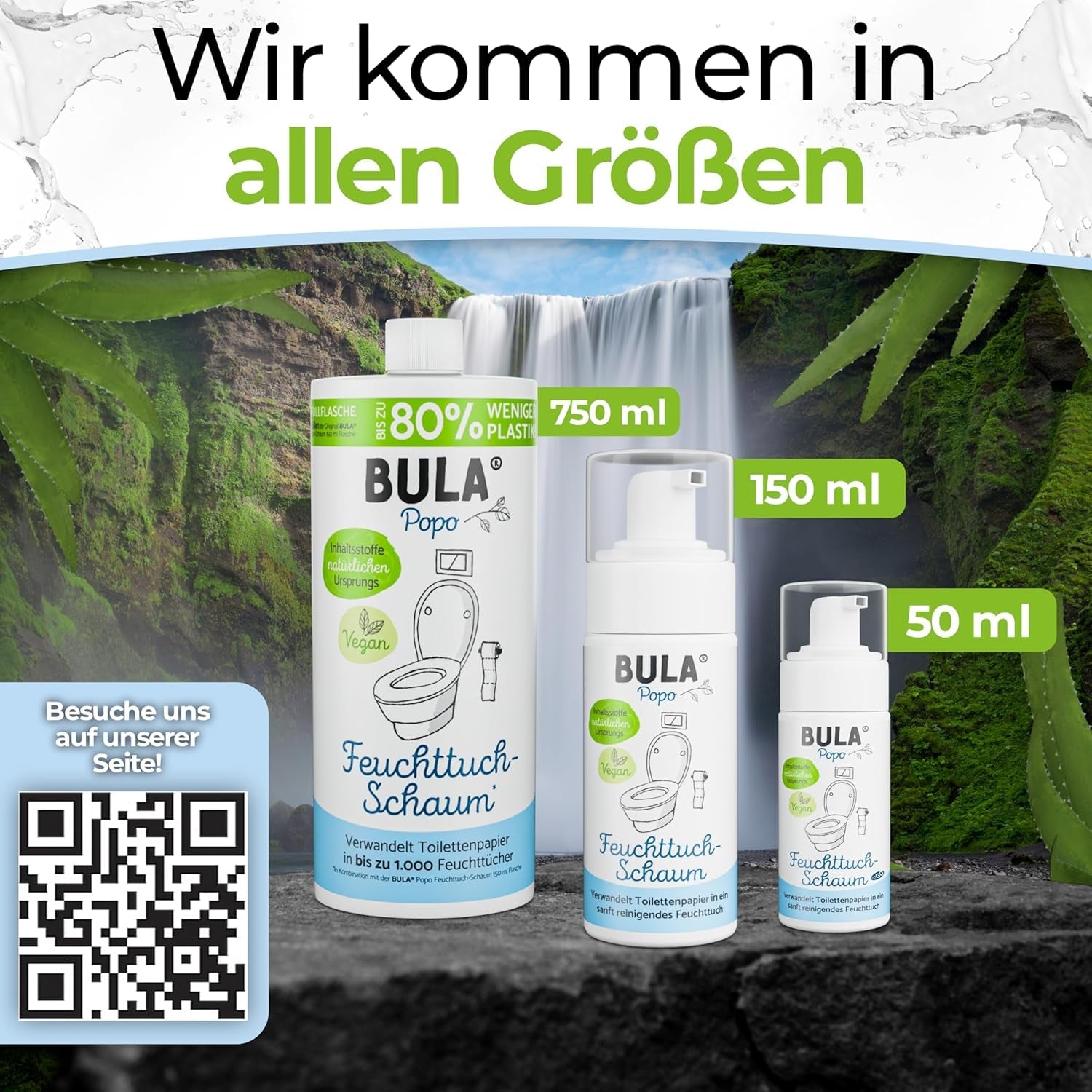 BULA® Popo Refill-flaska (750 ml) BARA FÖR ATT FYLLA PÅ våra 150 ml och 50 ml flaskor! | Ersätter upp till 1 000 våtservetter! | Med ingredienser av naturligt ursprung