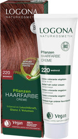 LOGONA Natural Cosmetics Plant Hårfärg Kräm 240 Nougat Brun, Naturlig Henna Brun Hårfärg Kräm, Bruna Toner Färg Kräm, Mörk hårfärg, 150 ml Naty Shop Hårfärg 220 Vinröd [Titian]