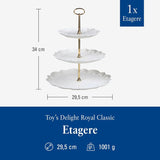 Villeroy & Boch Toys Delight Royal Classic-hylla, dekorativt visningsställ för kakor, bakverk och små tårtbitar, premiumporslin, vit