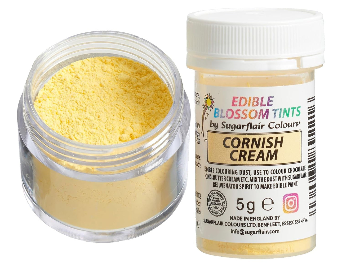 Sugarflair Blossom Tint Dust Cornish Cream Food Coloring Powder - Livsmedelsfärgpulver för tårtdekorationer, fondant, glasyr, choklad, smörkräm, macarons och mer - 5g