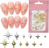 120 st Guld-Silver Star Nail Charms Star Y2K Nails Metal Star Nail Charms Blandade storlekar Nagelskruvar Star Nail Design Nail Art 3D Star Charms Nageldekoration Nagelberlocker Nageltillbehör
