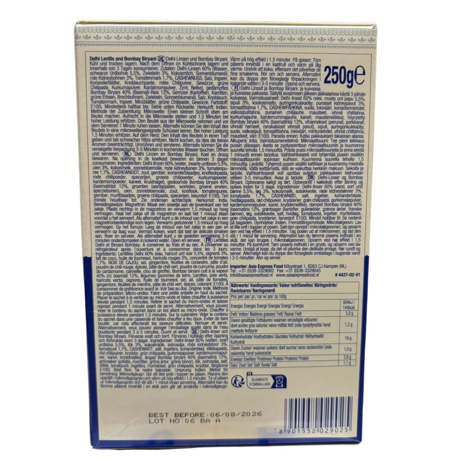 ASHOKA - Instant Delhi-linser och Bombay Biryani - (1 x 250 g)